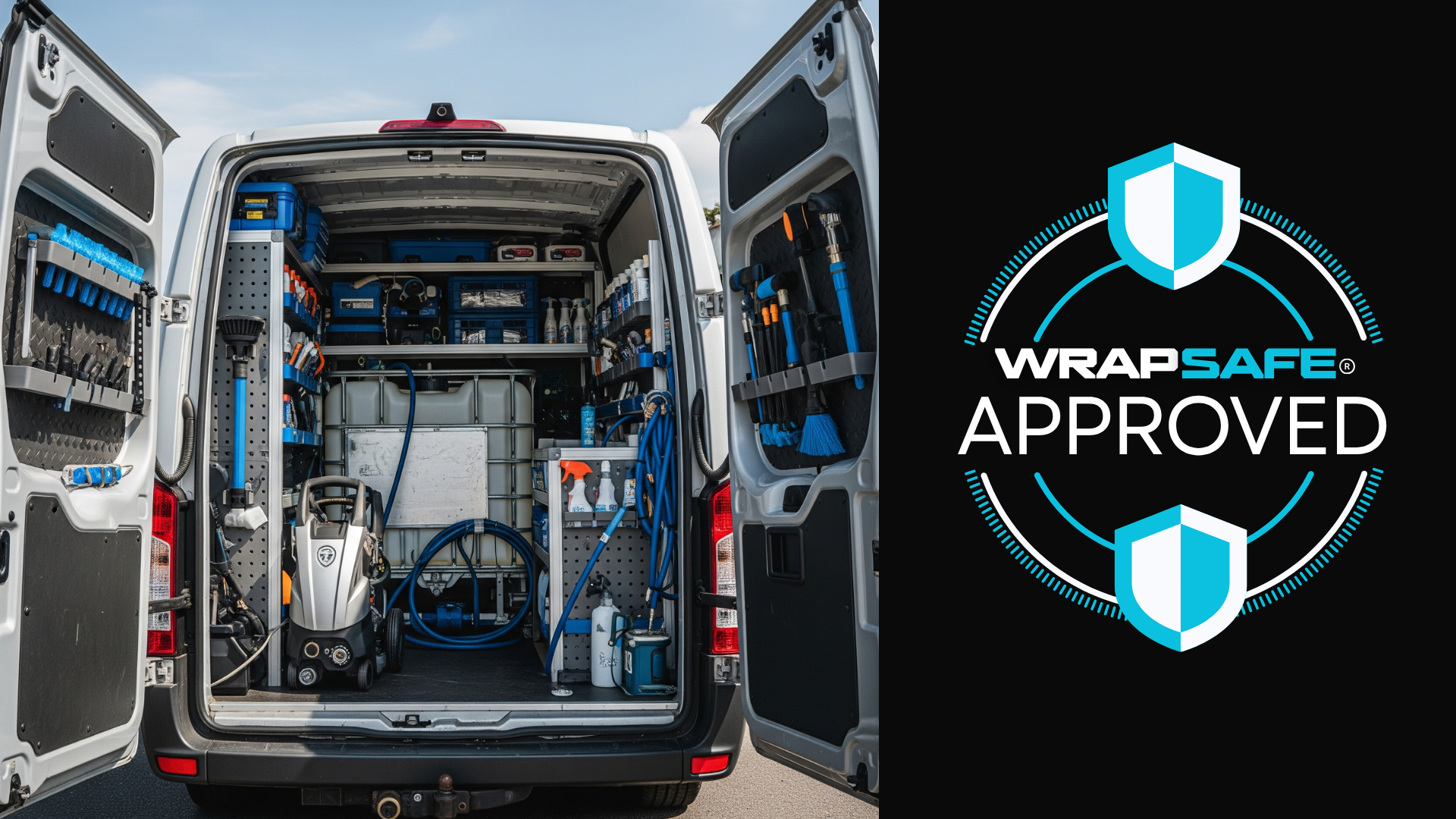 Professional mobile detailing van with WRAPSAFE approved equipment